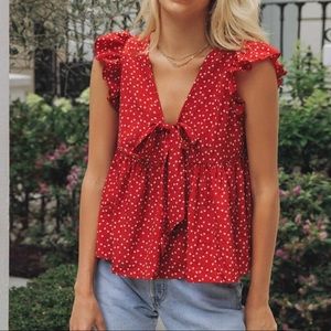 Red w/ white heart blouse